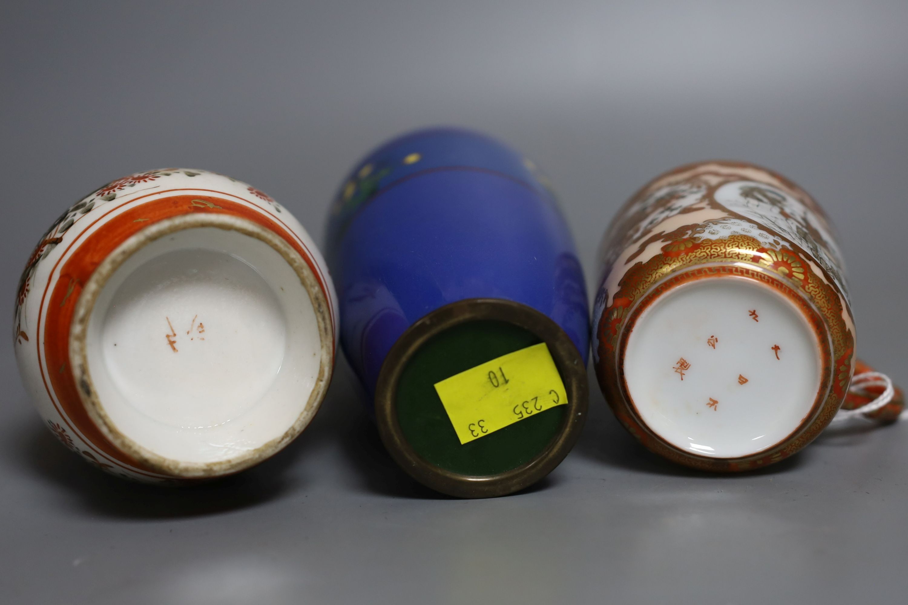 A selection of Japanese ceramics, bronzes and cloisonné enamel wares - some Meiji period